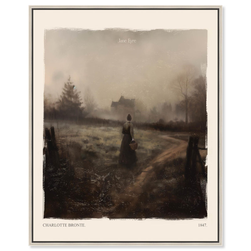 Toile Jane Eyre par Art Remedy, Noir, H 21 po x l 17 po, Cadre flottant