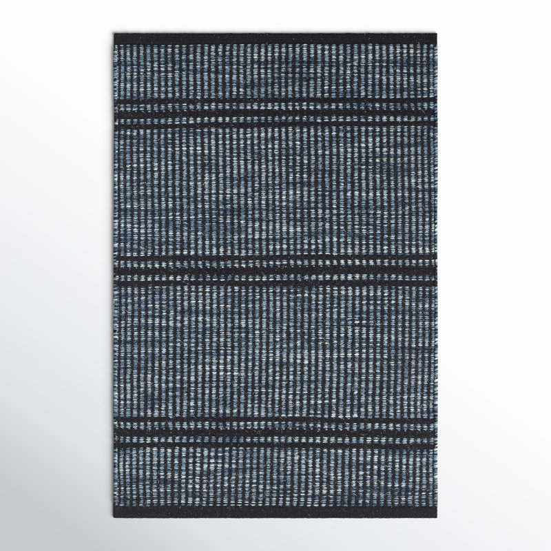 Malta Handwoven Wool Rug, Rectangle 9'6" x 13'6", Navy