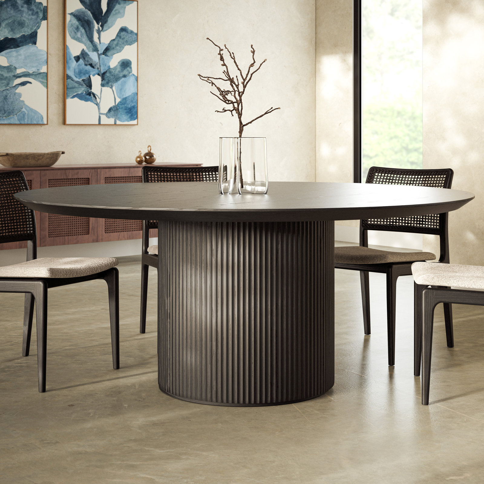 Anela 71'' Round Dining Table, Ebano