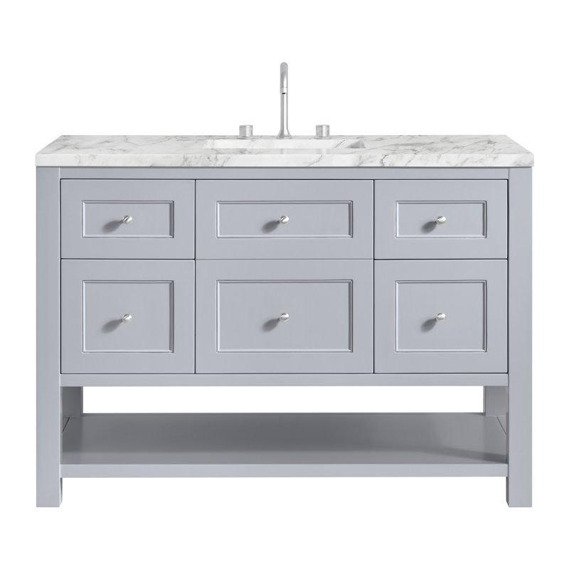 Breckenridge 48'' W Single Vanity, Serenity Blue, Carrara White, 8" Widespread