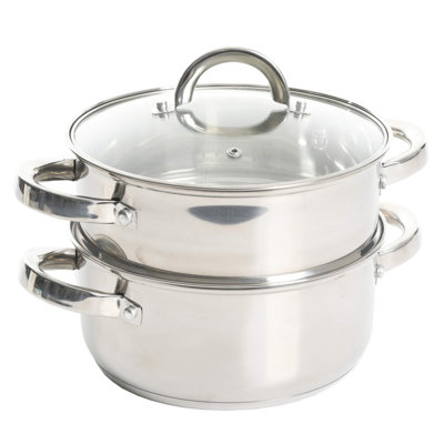 Oster Sangerfield 3 Qt Stainless Steel Steamer Set with Lid and Steamer Insert