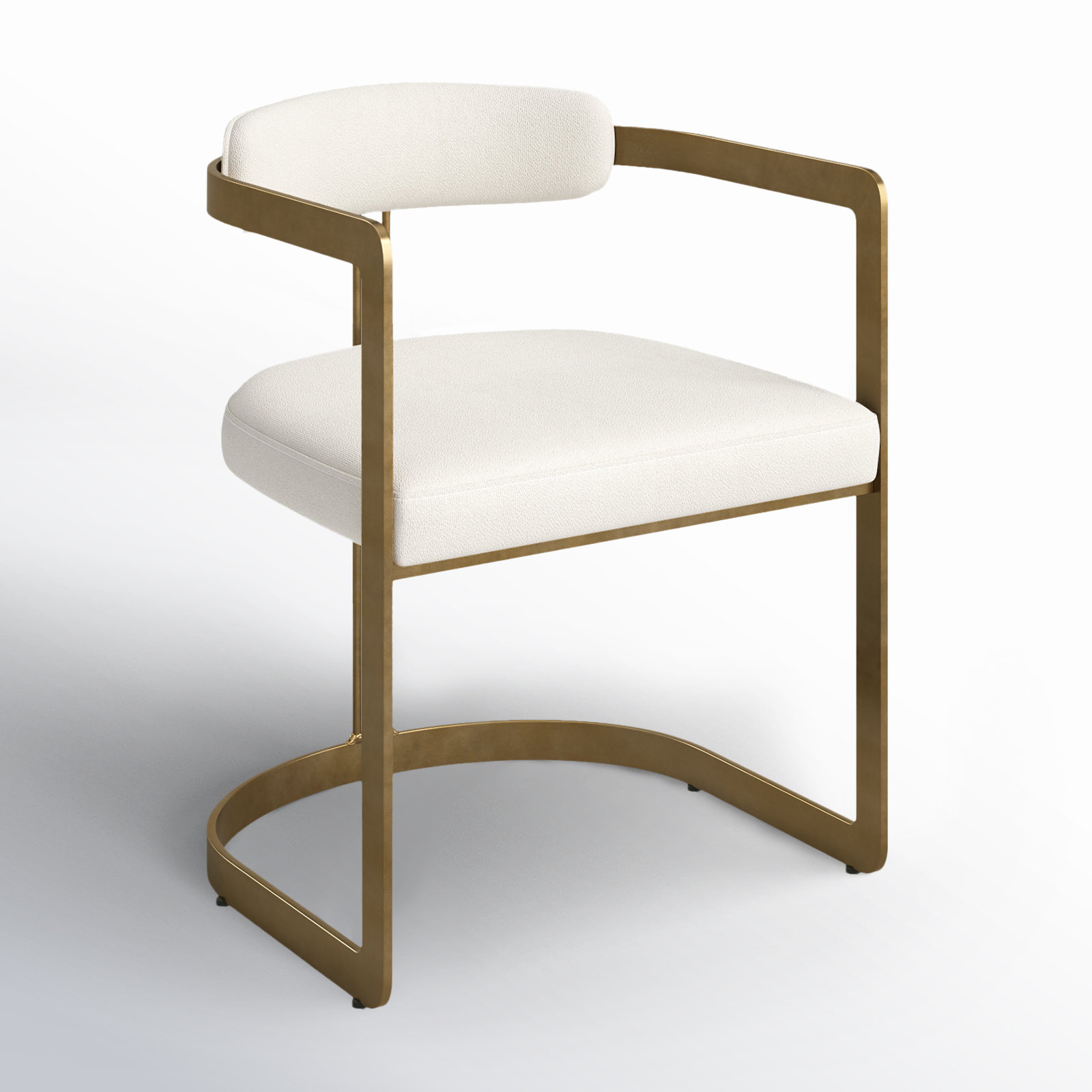 Bradley Upholstered Dining Armchair, Cream, Gold