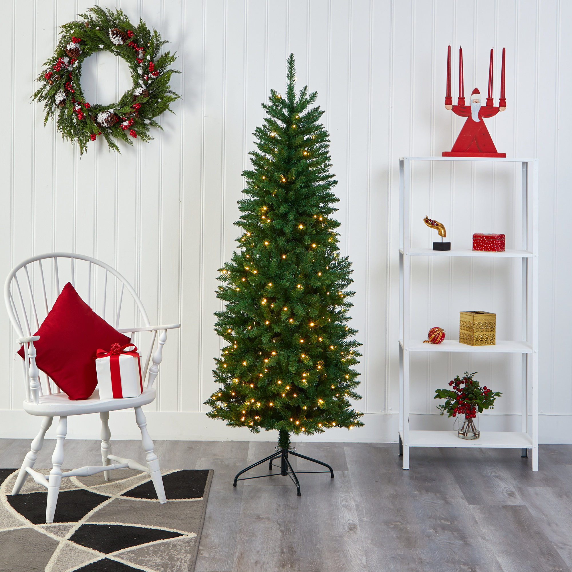 Lighted Artificial Christmas Tree, 6' H