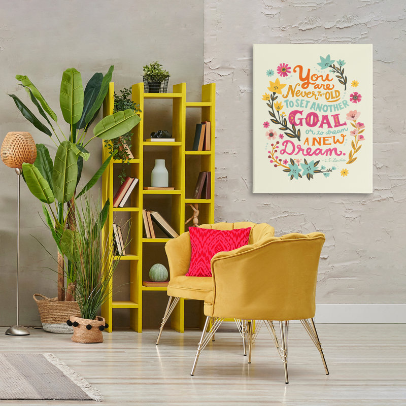 «Never Too Old Inspiring Quote», art mural sur toile par Irene Chan, H 40 po x l 30 po