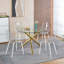 Table de salle à manger Golden avec plateau en verre et pieds en métal - 43,3 po x 43,3 po x 29,5 po-31208747-31208746