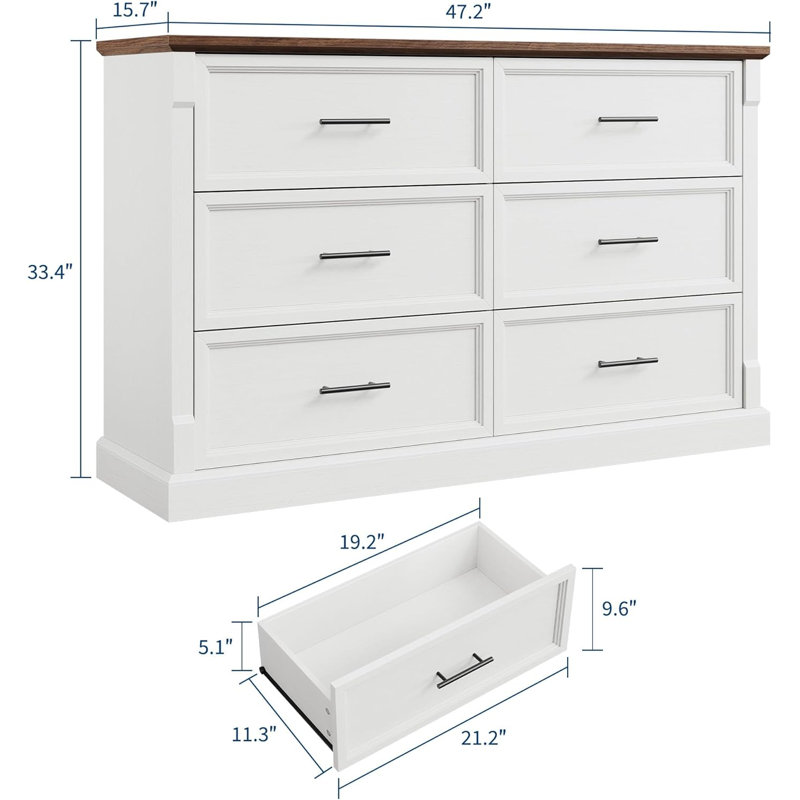 Commode 6 tiroirs pour chambre à coucher