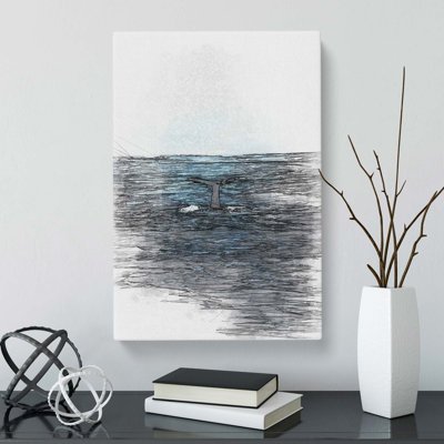 Blue Whale in Abstract - Wrapped Canvas