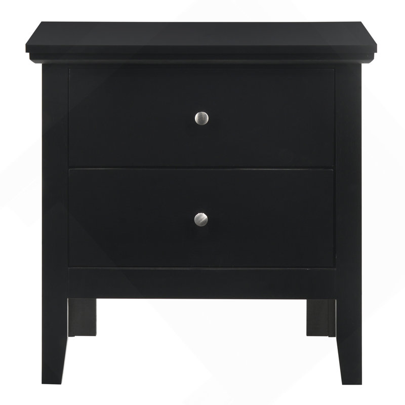 Stylish Transitional Black Nightstand, Black