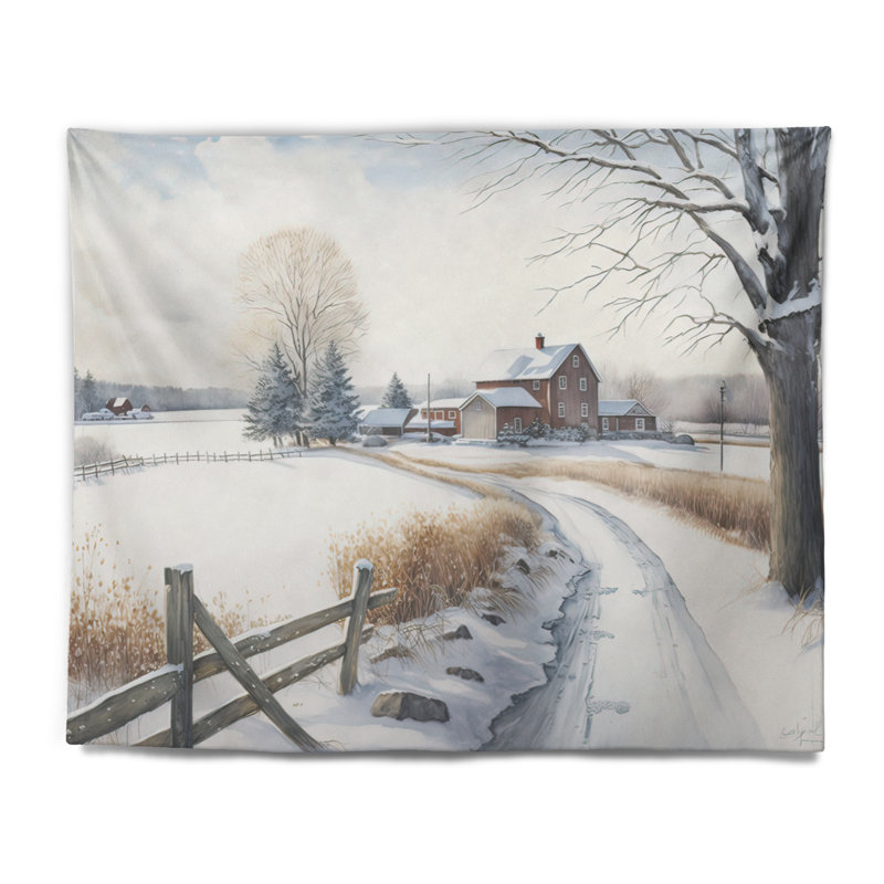 Tapisserie de ferme en polyester avec punaises en polyester Oklahoma Farm, H 32 po x l 39 po