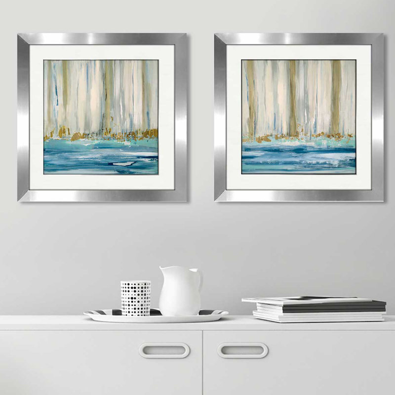 « mountain water i », ensemble de 2 reproductions de peintures à l’acrylique encadrées, H 16,5 po x l 33 po x P 1 po