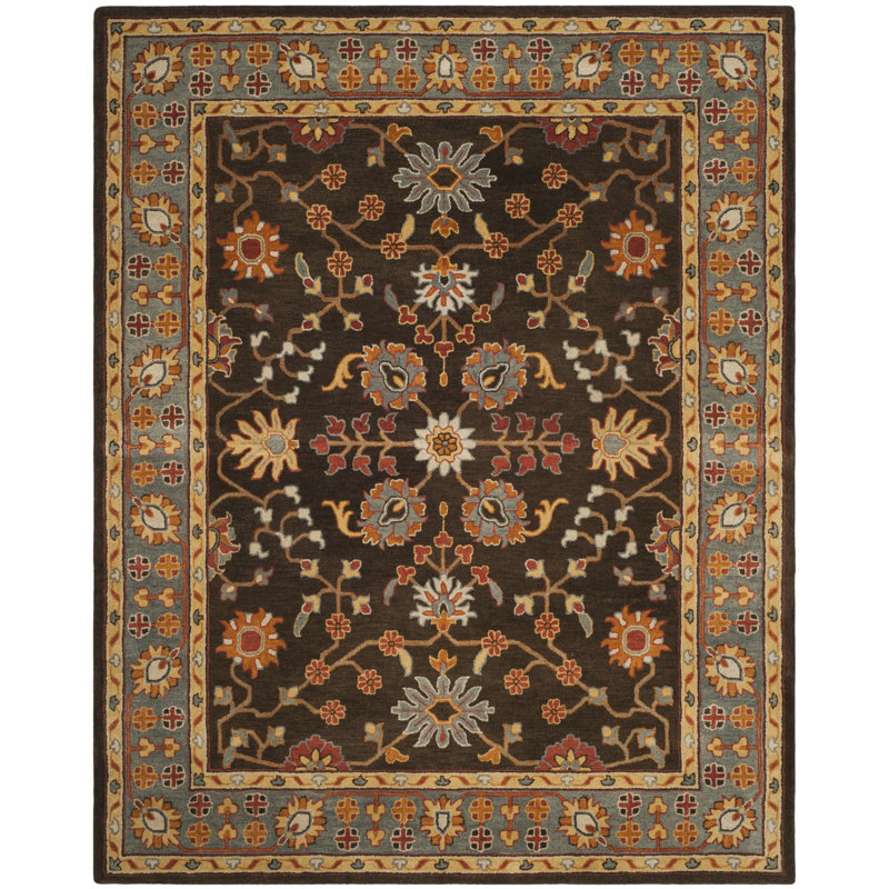 Tapis brun / bleu / rouge en laine touffeté à la main Cranmore, Rectangle 8 pi x 10 pi