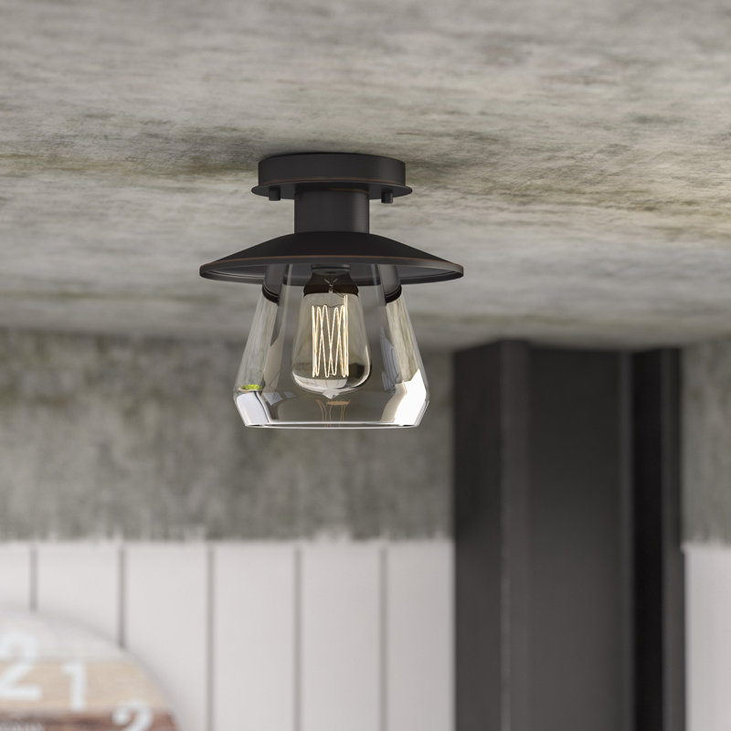 Corlyn Glass Semi Flush Mount, Bronze