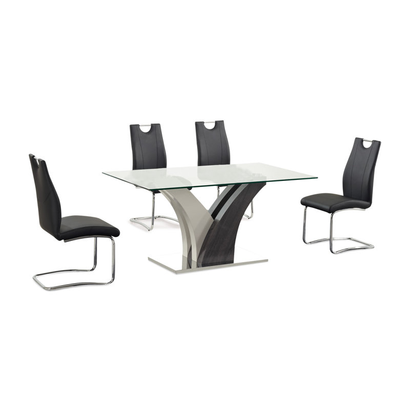Mcenroe Glass Top Metal Base Dining Table