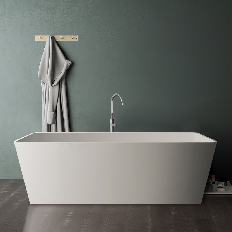 67 Inch Freestanding Solid Surface Soaking Bathtub For Bathroom