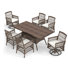6-person Rectangular dining set with a dining table that has storage and Swivel Chair