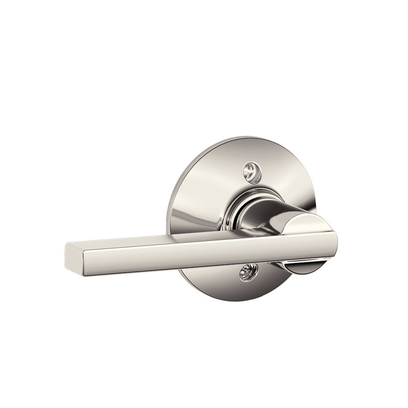 Latitude Non-Turning Lock Door Lever, Polished Nickel
