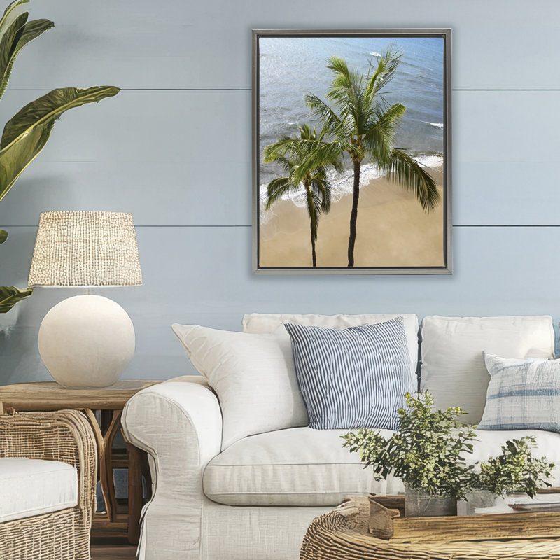 Cadre flottant Maui Palm Beach Coast, design par Natalie Carpentieri, H 31 po x l 25 po, Cadre flottant gris lustré
