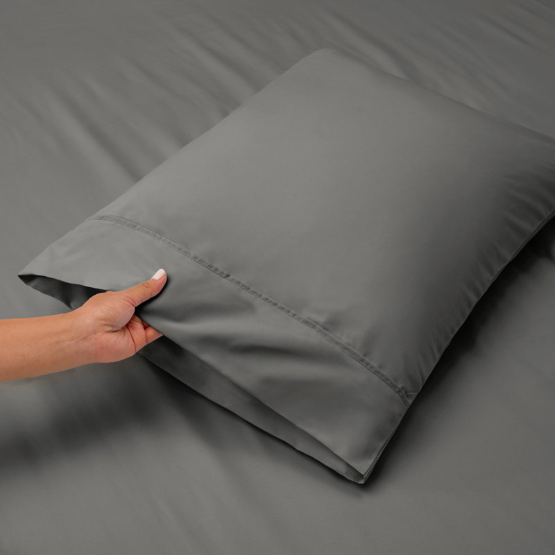 Microfiber Solid Colour Sheet Set, Charcoal Stone Grey, King Sheet Set + Fitted Sheet + 2 Pillowcases