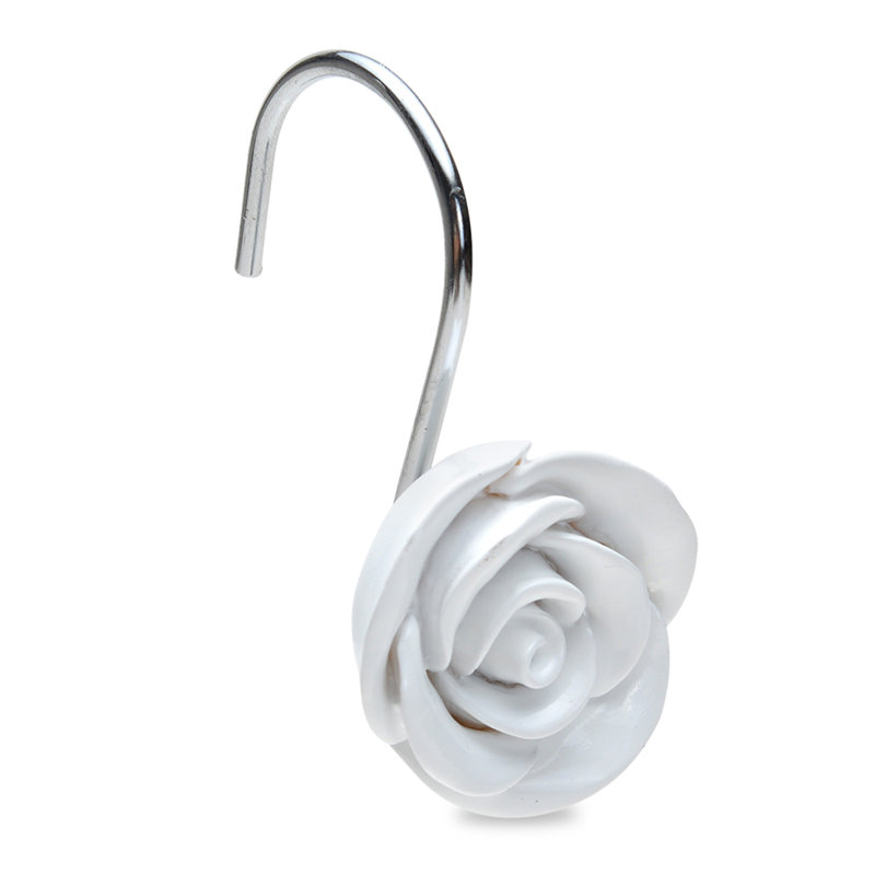 Crochets de rideau de douche Rose, Blanc