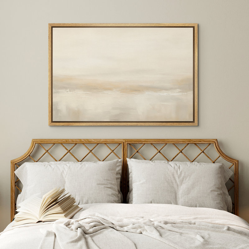 «Minimalist Beige Abstract Contemporary Decor», reproduction d'art sur toile encadrée, H 16 po x l 24 po, Naturel