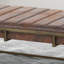 Upholstered Metal Ottoman Bench, Brown, Suede