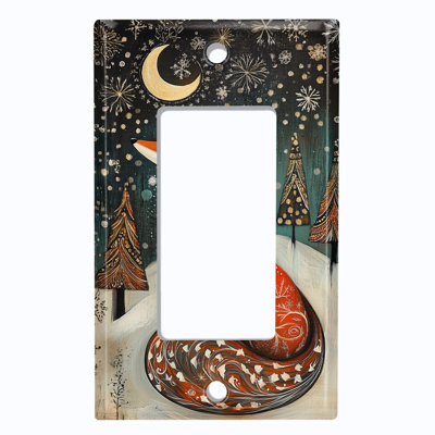 Metal Light Switch Plate Cover; US Standard Size 1 Gang GFI Rocker - Fox in the Snow