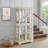 Cabinets, Traditional Off-White Curio Display Cabinet with Glass Doors Adjustable Shelves E26 Bulb Included | MDF+glass | Living Room-1838745698