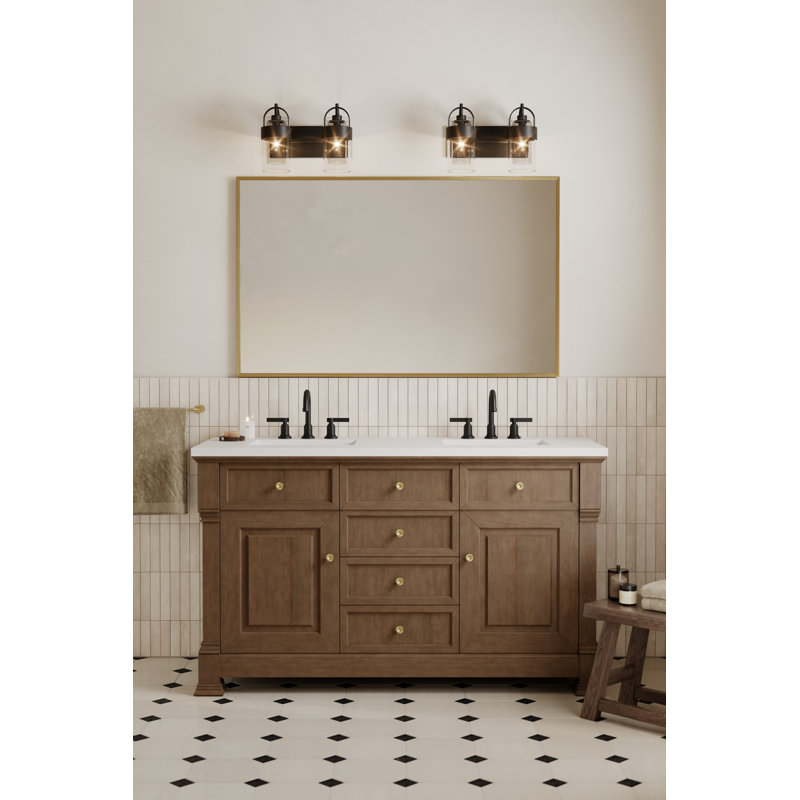 Meuble-lavabo à 2 lumières 14,25 po Ravik, H 10,5 po x l 14,25 po x P 8,75 po, Noir, Deux lumières