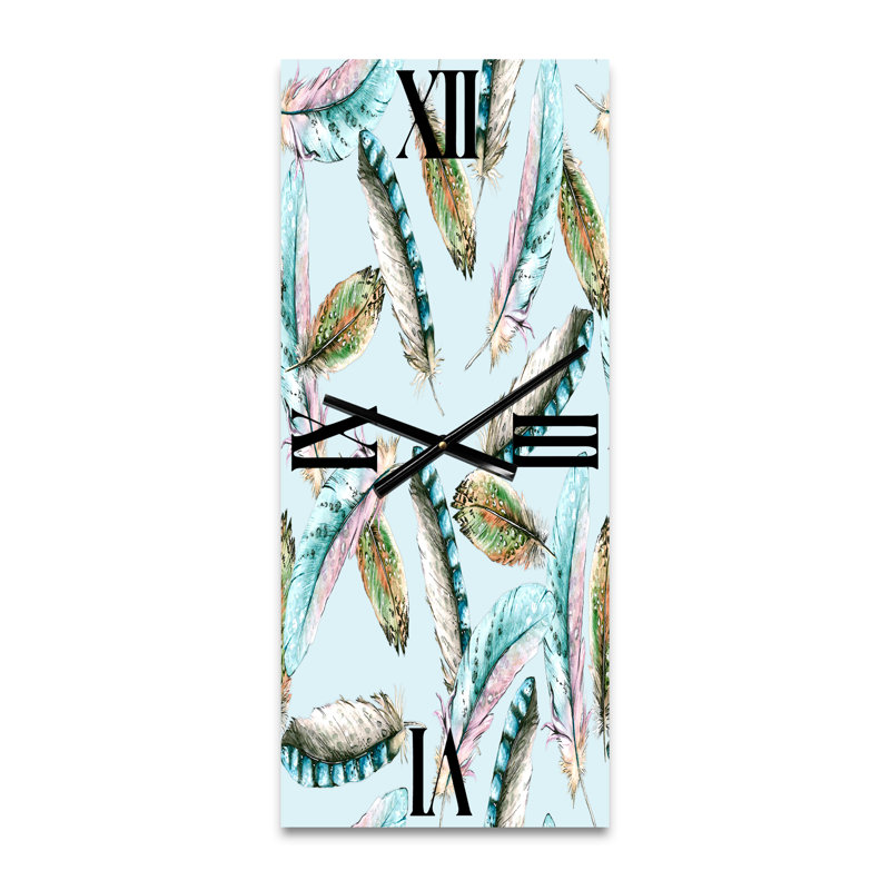 Plumes d'oiseaux sur horloge murale, Grand