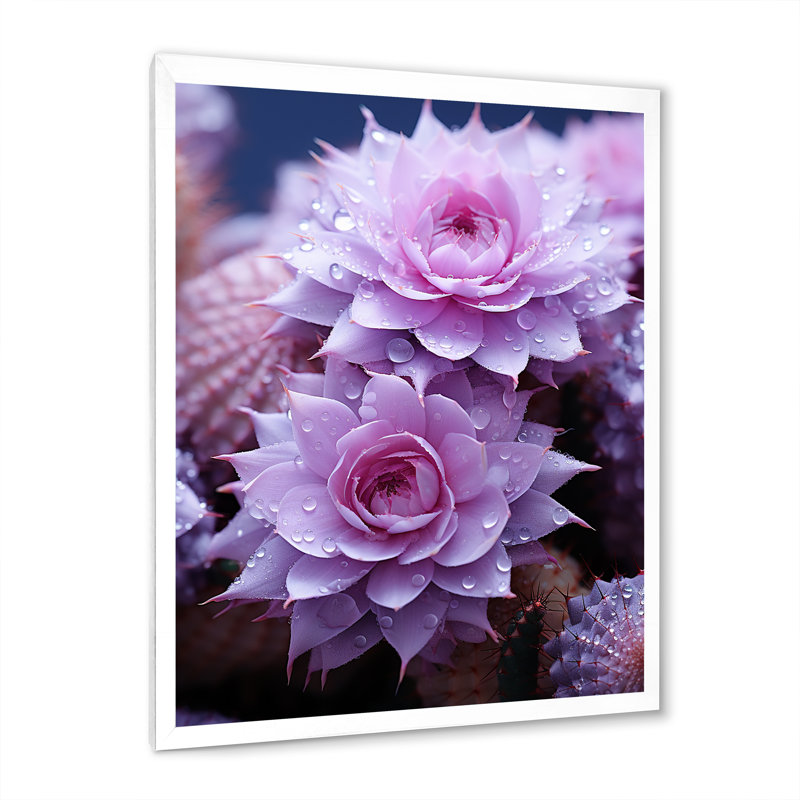 «Tremir Pink Cactus Delicate Intricacies Fishhook III», reproduction sur toile, H 32 po x l 16 po x P 1 po, Cadre photo blanc