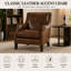 Fauteuil simple en cuir véritable brun foncé de 33,12 pouces de hauteur et polyvalent