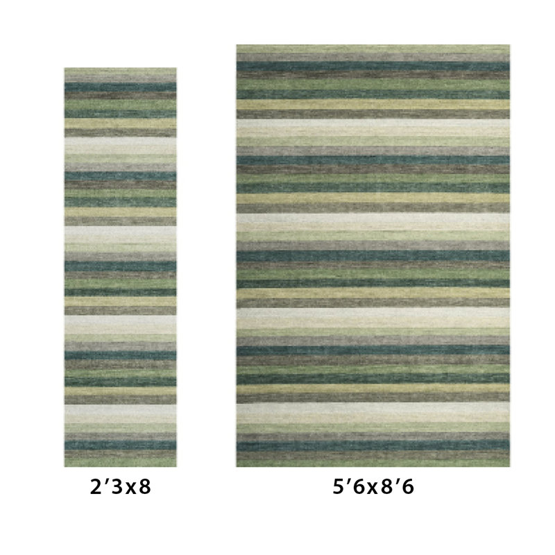 Jazzy Handmade Wool Green/Yellow Rug, Rectangle 5'6" x 8'6"