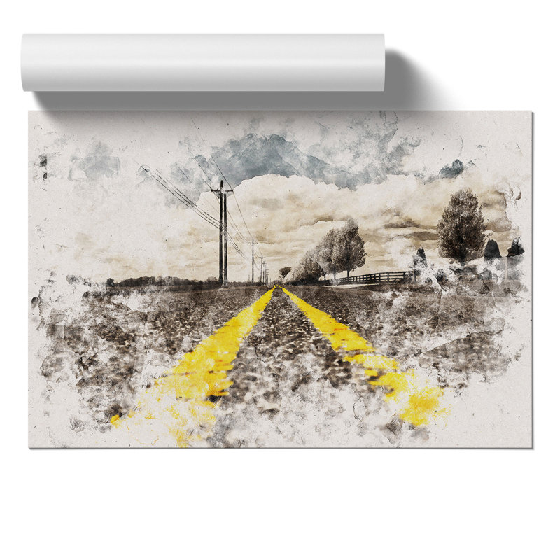 The Open Road Watercolour - Frameless Print, 42cm H x 59cm W x 0.1cm D