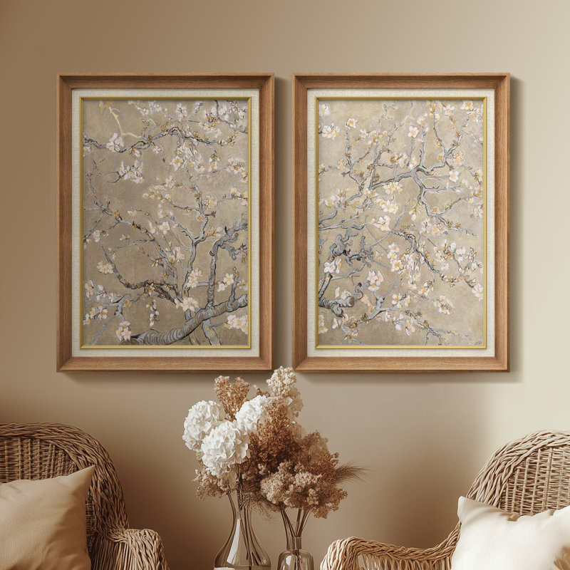 Set of 2 Premium Framed Art Artworks on Premium Canvas with 26"x36" Frame, Natural
