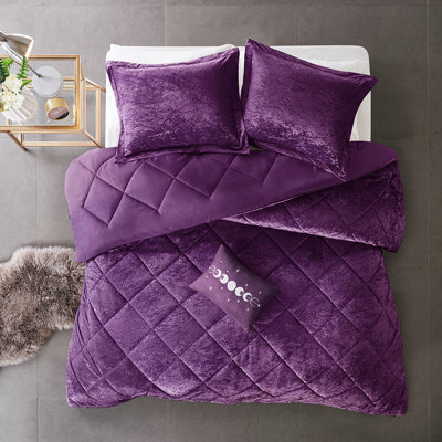Édredon en velours mauve pour lit simple / simple TG, bourre et coussins décoratifs