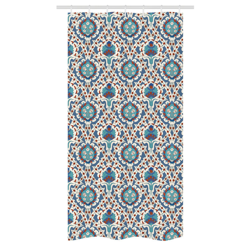 Romarin Geometric Shower Curtain with Hooks Included, 36" W x 72" L