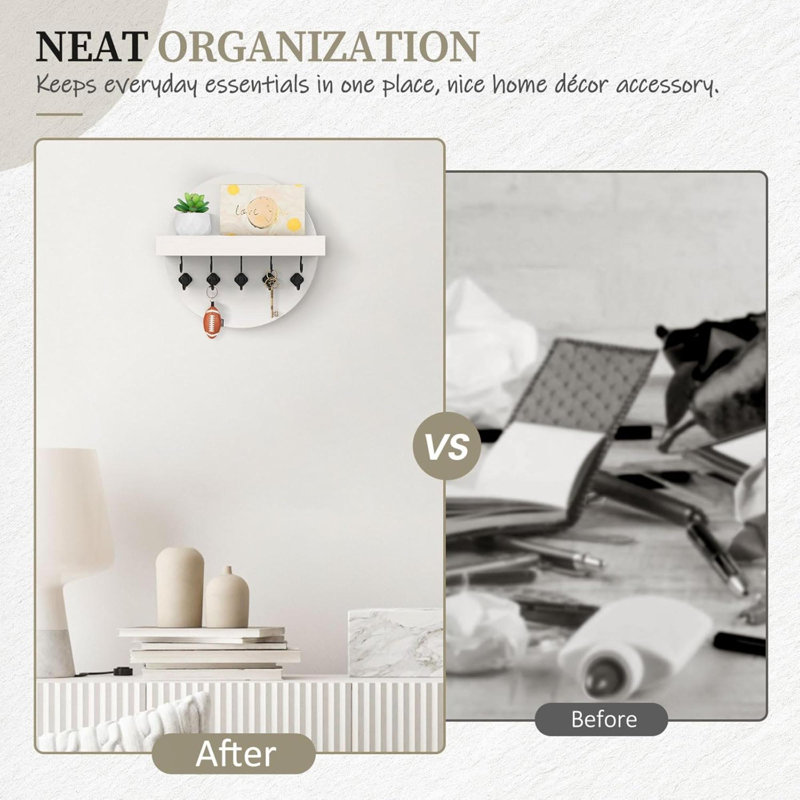 Manufactured Wood Wall Organizer, White