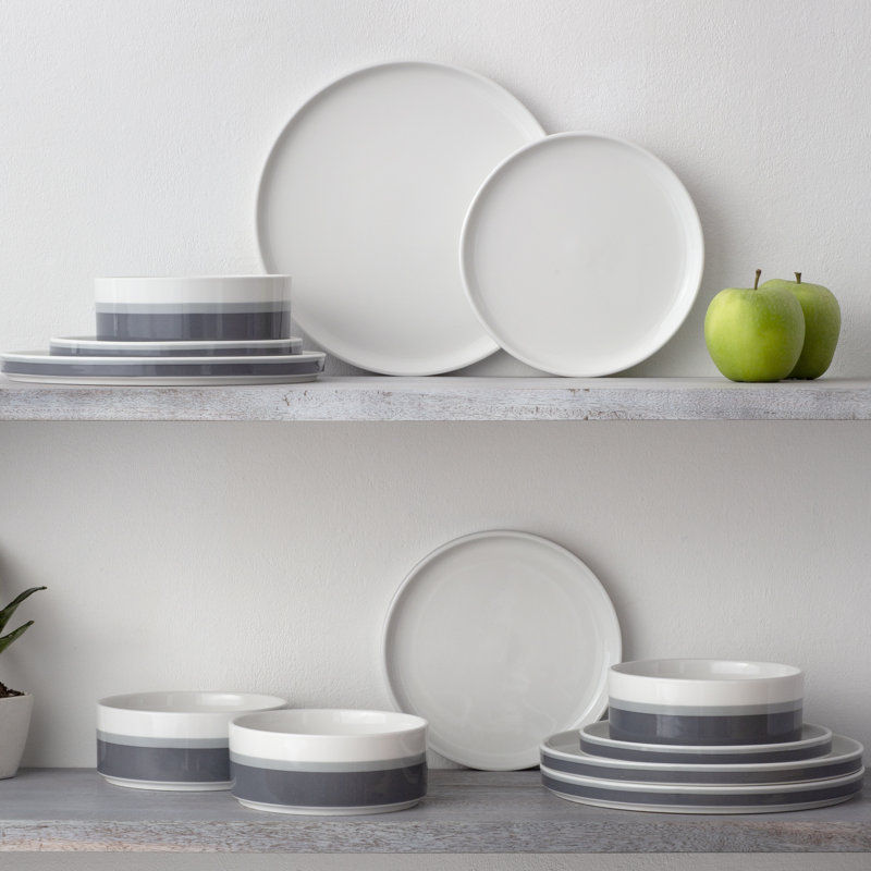 Service de table 12 pièces Noritake Colorstax Stripe, service pour 4, Gris