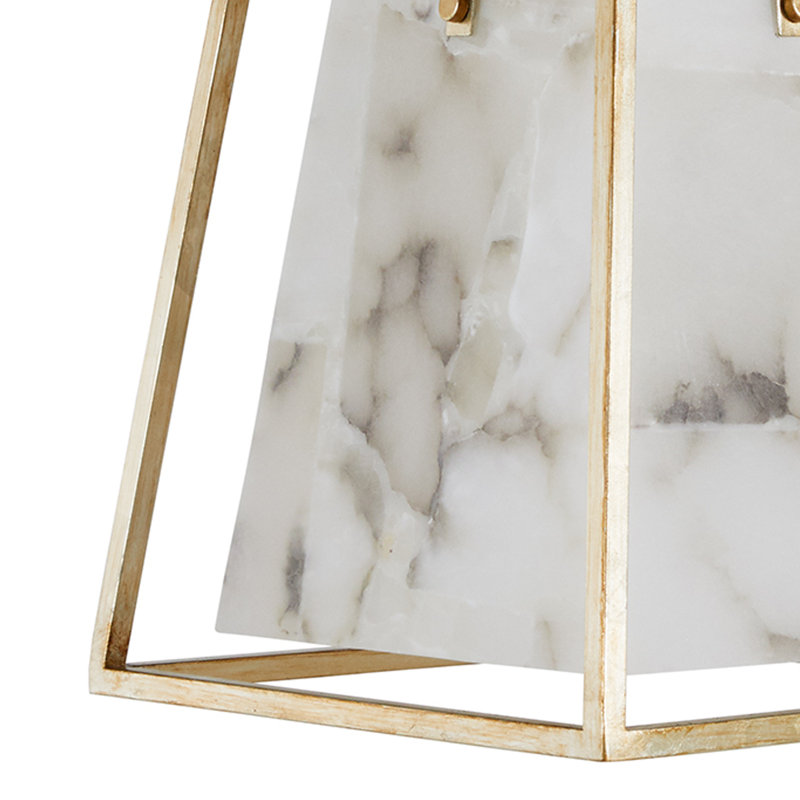 Stacey 4 - Light Unique / Statement Geometric Chandelier with Alabaster Accents, Champagne Silver