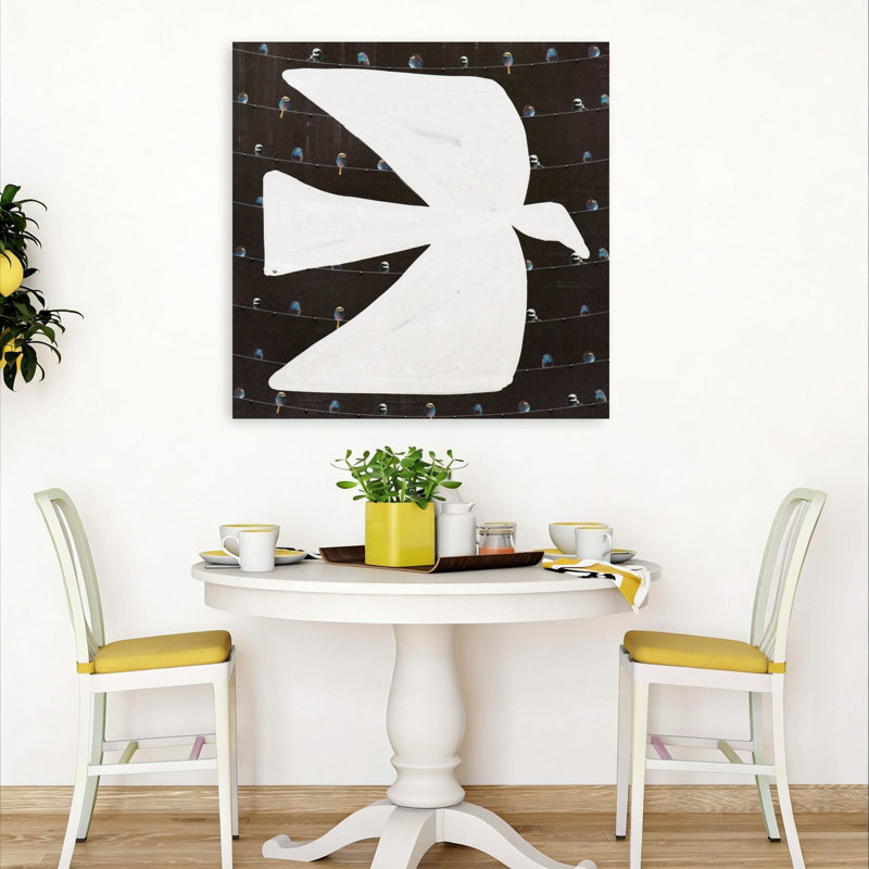 «White Peace Dove Serene Contemporary Bird Nature», art mural, H 36 po x l 36 po