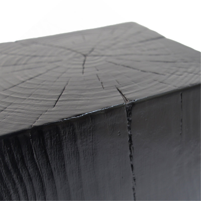 Wood-Look Square-Column MGO End Table, H33.75",Wood Like Distressed Finish, Mix With Different Heights, Indoor Outdoor Use,Black