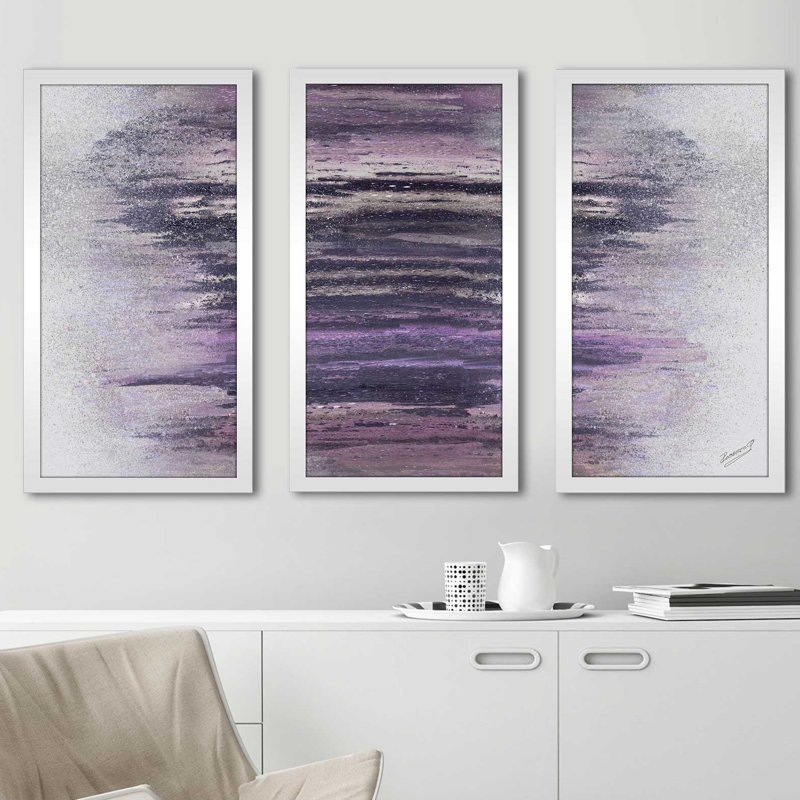 " Purple Woods " by Roberto Gonzalez 3 - Pieces, 40.5" W x 25.5" H x 1" D