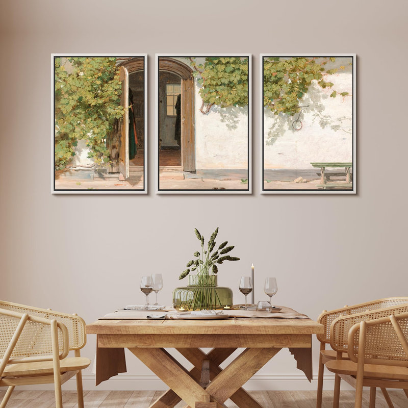 "Porte d'entrée rustique avec vignes", Cadre blanc, H 36 po x l 24 po