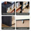 Bibliothèque Ann en bois à 3 niveaux, 121 cm (H) x 79 cm (L), gris noir/naturel-364607482-443083132
