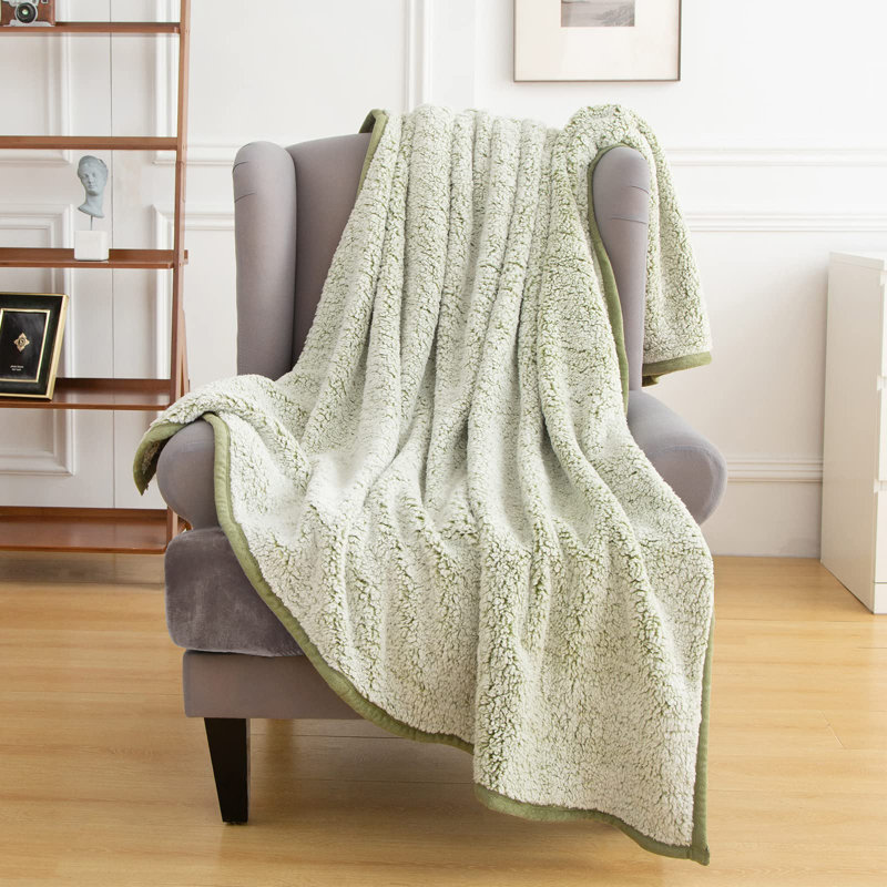 Couvertures en sherpa doux EMME, Grand lit, Vert