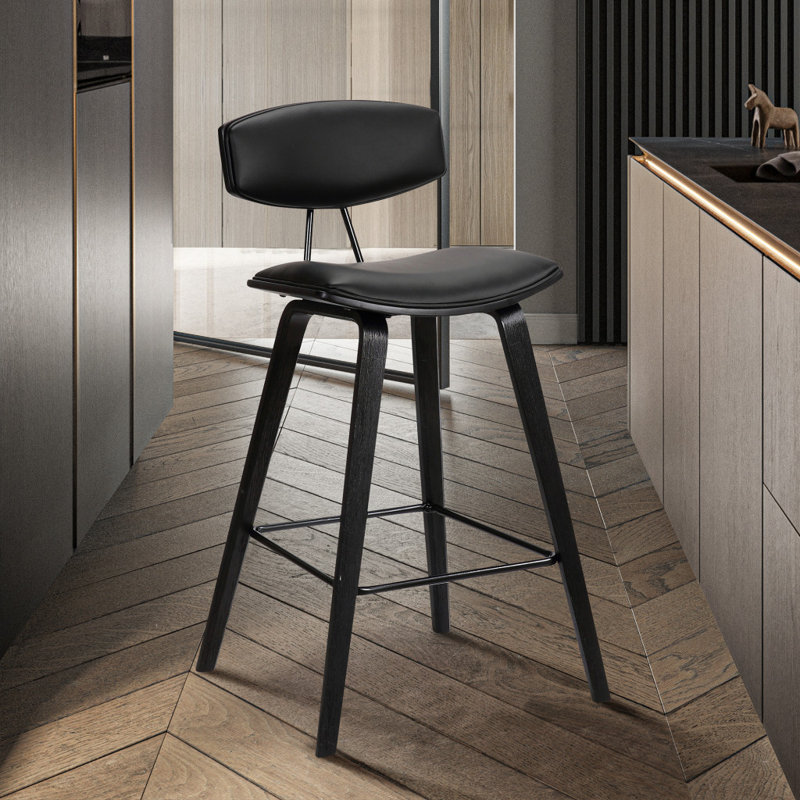 Chaise à dossier bas avec repose-pieds, Tabouret de bar (siège d'une hauteur de 28,5 po), Noir