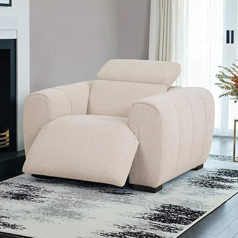 45.4" W Contemporary Power Recliner, Beige