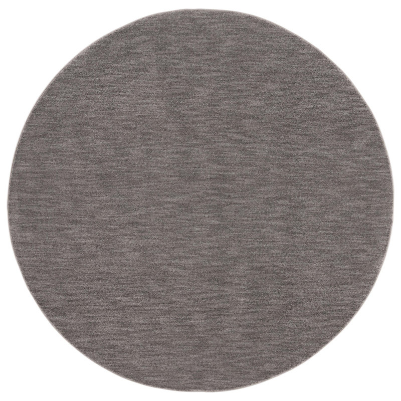 Tapis de couleur unie en polyester Donlon, Rond 6 pi 7 po