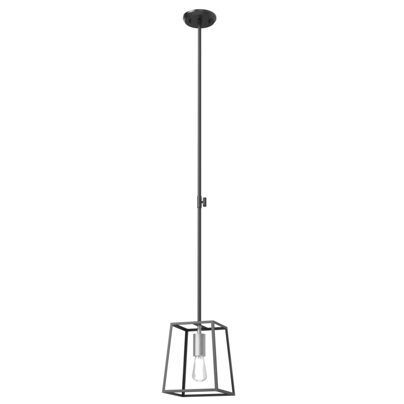 Luminaire suspendu géométrique 1 lumières simple Taryn, Noir / nickel satiné