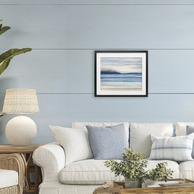 Impression apaisante «Horizon abstrait apaisant» sous verre, design par Amber Sterling